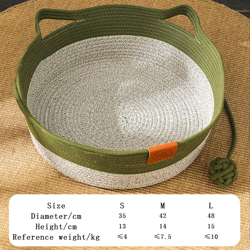 Handmade All-Season Cat Bed – Soft Woven Basket