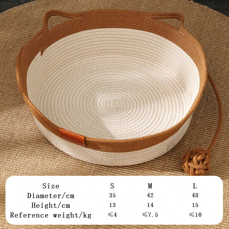 Handmade All-Season Cat Bed – Soft Woven Basket