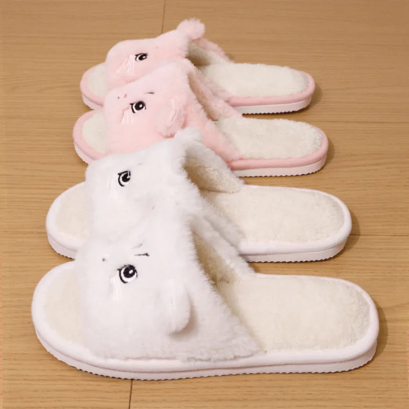 Cute Cat Women Slippers – Warm Furry Indoor Footwear