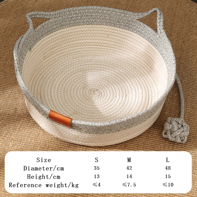 Handmade All-Season Cat Bed – Soft Woven Basket